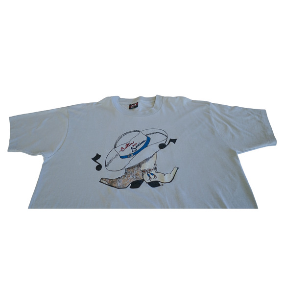 Vtg 90s Fruit of the Loom Glitter Western Graphic Tee XL Single Stitch Cowboy - Picture 9 of 16